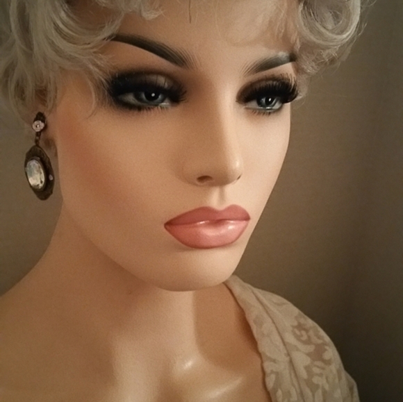 Vintage rhinestone earrings, large Aurora Borealis - Picture 1 of 8